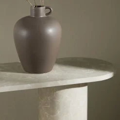 NARVIK Console ovale effet marbre L130cm