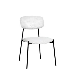 NELLY Lot de 2 chaises en tissu bouclette et métal