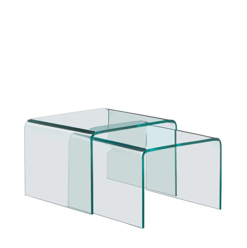 NIDO Lot de 2 tables basses gigognes en verre