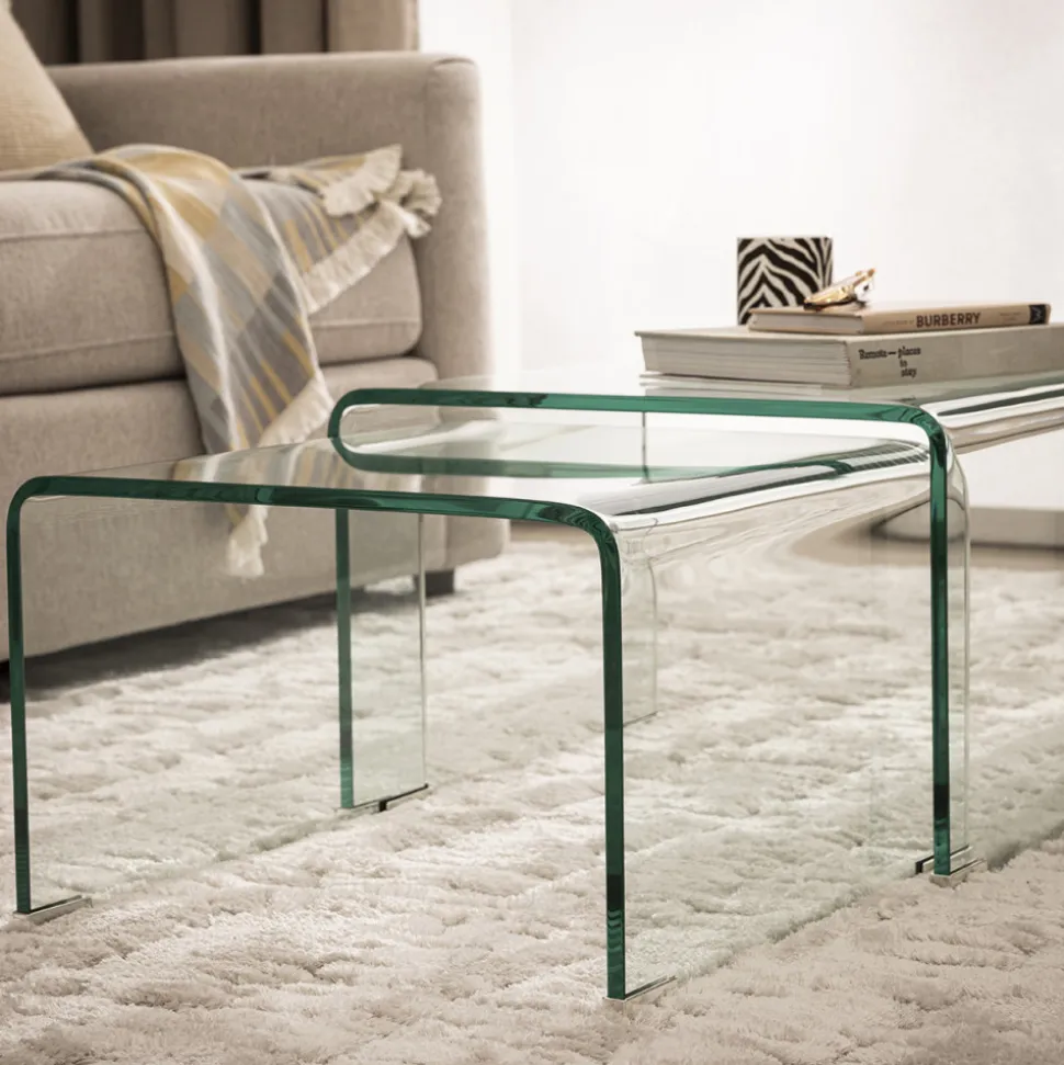 NIDO Lot de 2 tables basses gigognes en verre