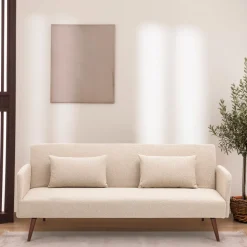 NIELSON Canapé convertible 3 places en tissu bouclette