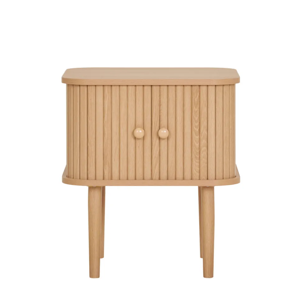 NIKKO Table de chevet 2 portes coulissantes en bois