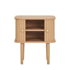 NIKKO Table de chevet 2 portes coulissantes en bois