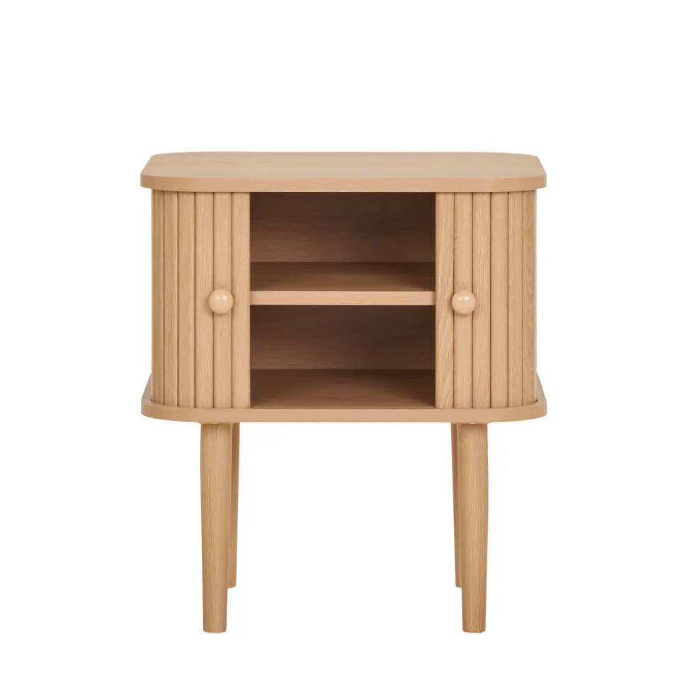 NIKKO Table de chevet 2 portes coulissantes en bois