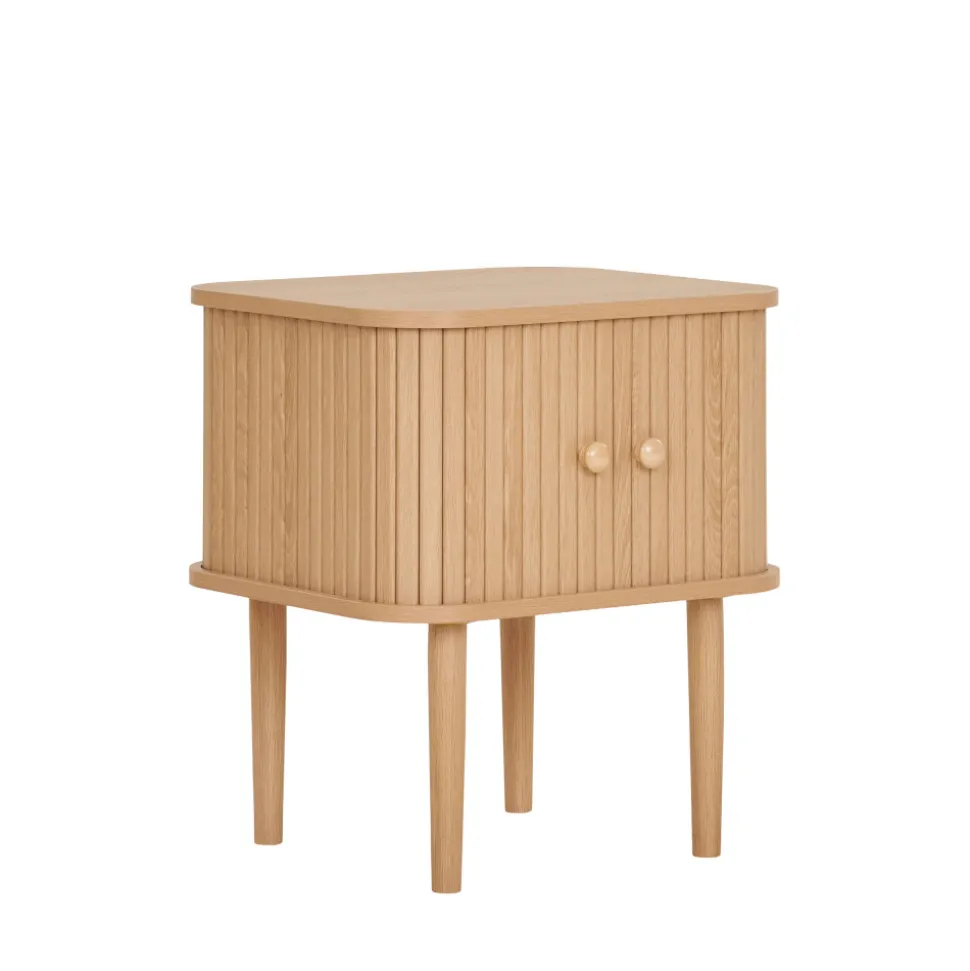 NIKKO Table de chevet 2 portes coulissantes en bois