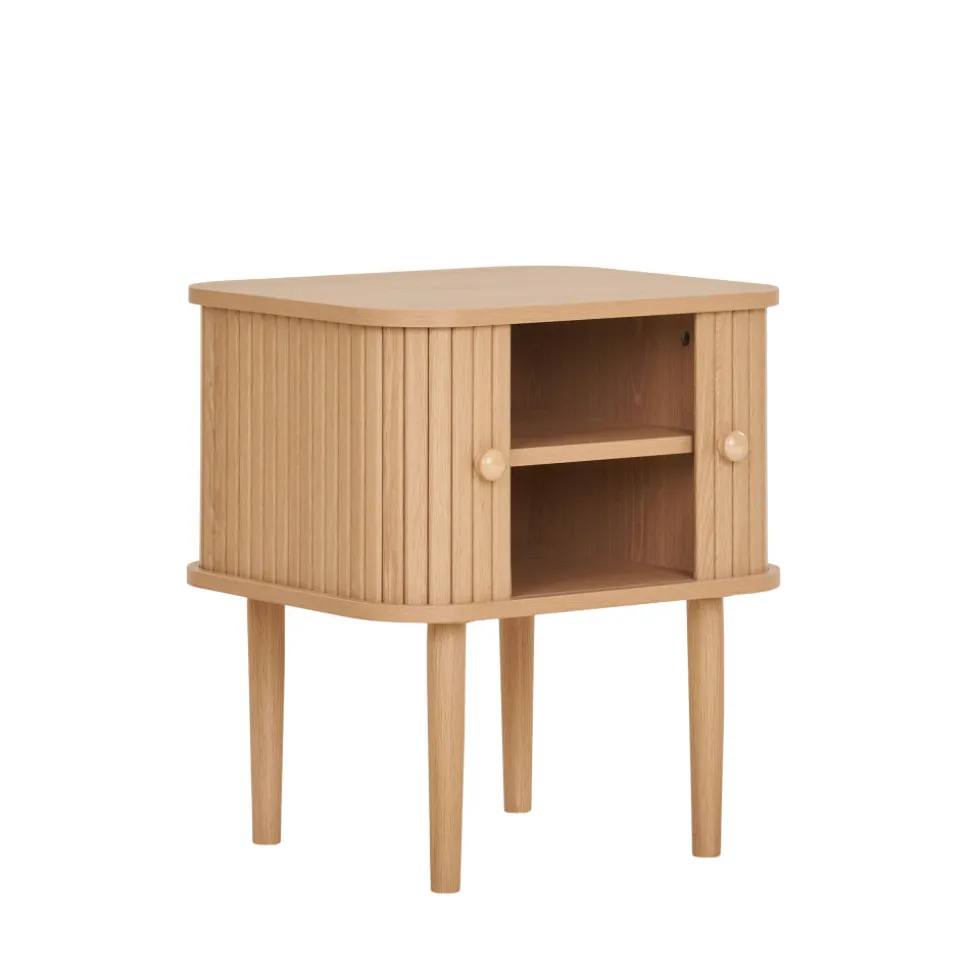 NIKKO Table de chevet 2 portes coulissantes en bois