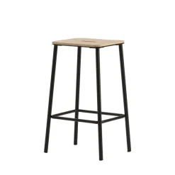 NOKI Lot de 2 tabourets de bar en bois et métal H65cm