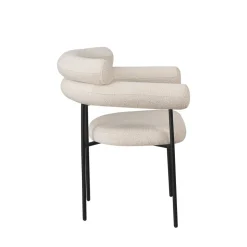 NORI Lot de 2 fauteuils de table en tissu bouclette et métal