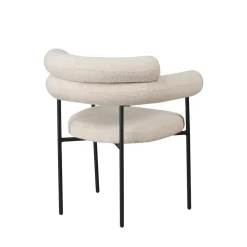 NORI Lot de 2 fauteuils de table en tissu bouclette et métal