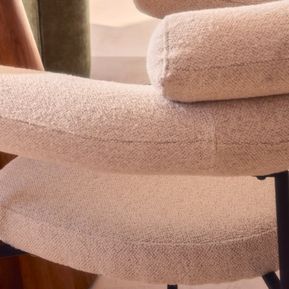 NORI Lot de 2 fauteuils de table en tissu bouclette et métal