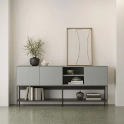 NOXA Buffet 3 portes en bois et métal L180cm