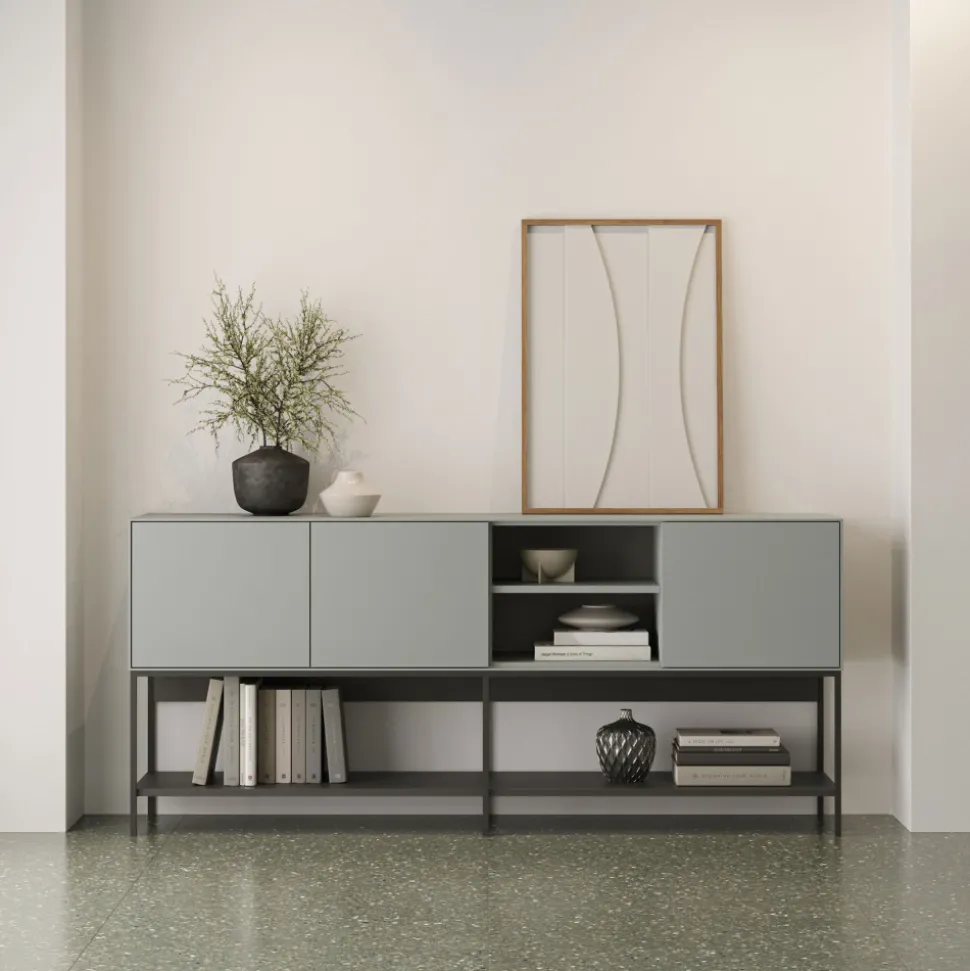 NOXA Buffet 3 portes en bois et métal L180cm