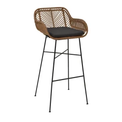 NUNUHAI Lot de 2 tabourets de bar en rotin H76cm
