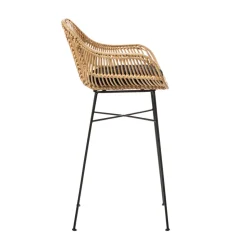 NUNUHAI Lot de 2 tabourets de bar en rotin H68cm