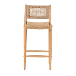 NURI Lot de 2 tabourets de bar intérieur/extérieur en bois d'acacia et résine tressée H66cm