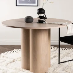 OLIVIA Table à manger 4 personnes ronde en bois