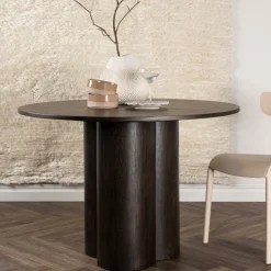 OLIVIA Table à manger 4 personnes ronde en bois
