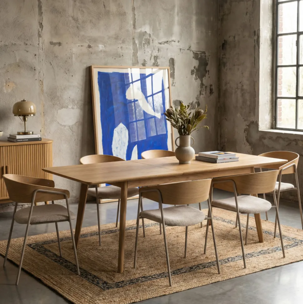 OPNA Lot de 2 fauteuils de table en tissu, bois et métal