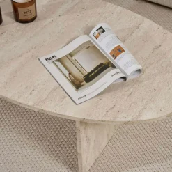 ORIS Table basse organique effet travertin 120x65cm