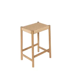 PAOLO Tabouret de bar en corde tressée et bois H65cm