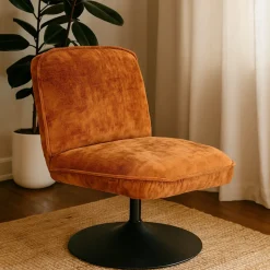 PARBO Fauteuil pivotant en velours côtelé pied tulipe
