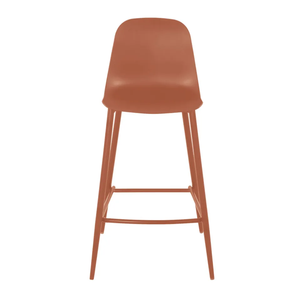 PORTLAND Lot de 4 tabourets de bar intérieur et extérieur en plastique et métal H65cm