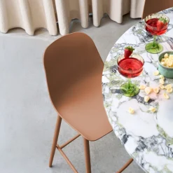 PORTLAND Lot de 4 tabourets de bar intérieur et extérieur en plastique et métal H65cm