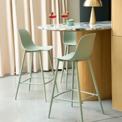 PORTLAND Lot de 4 tabourets de bar intérieur et extérieur en plastique et métal H65cm
