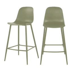 PORTLAND Lot de 4 tabourets de bar intérieur et extérieur en plastique et métal H65cm