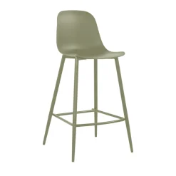PORTLAND Lot de 4 tabourets de bar intérieur et extérieur en plastique et métal H65cm