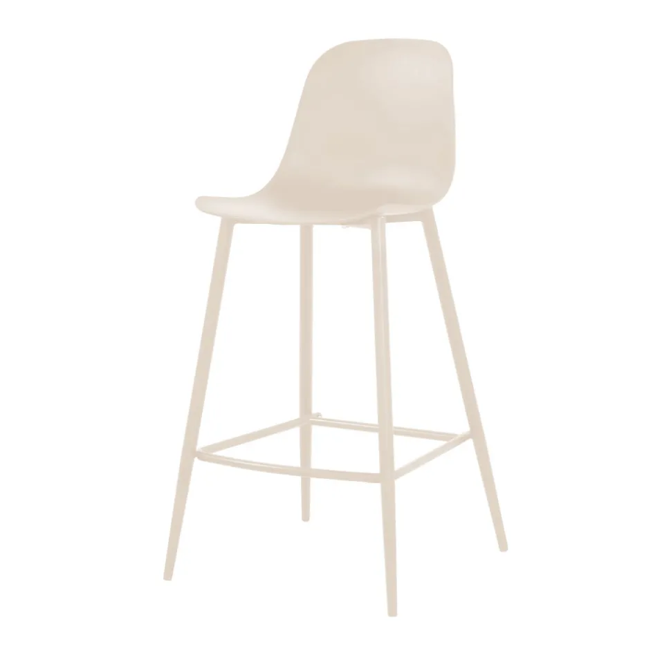 PORTLAND Lot de 4 tabourets de bar intérieur et extérieur en plastique et métal H65cm