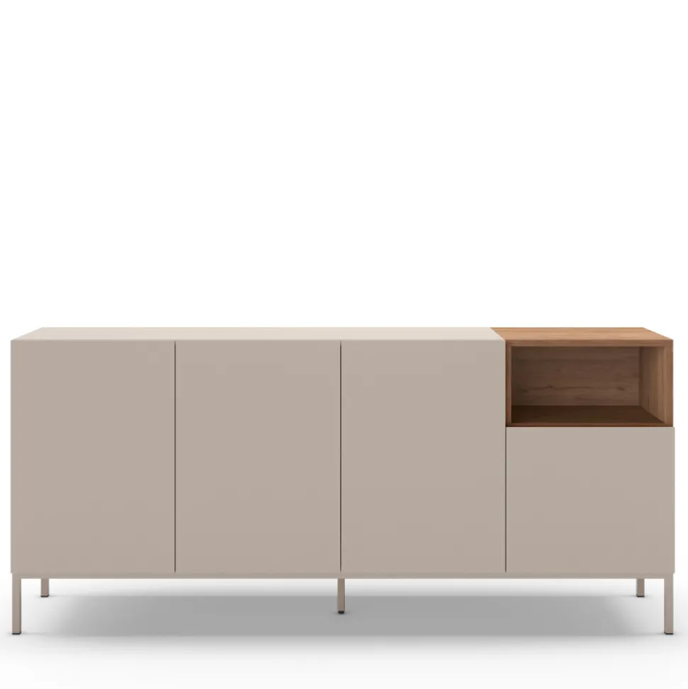 QUENOR Buffet 4 portes en bois et métal L180cm