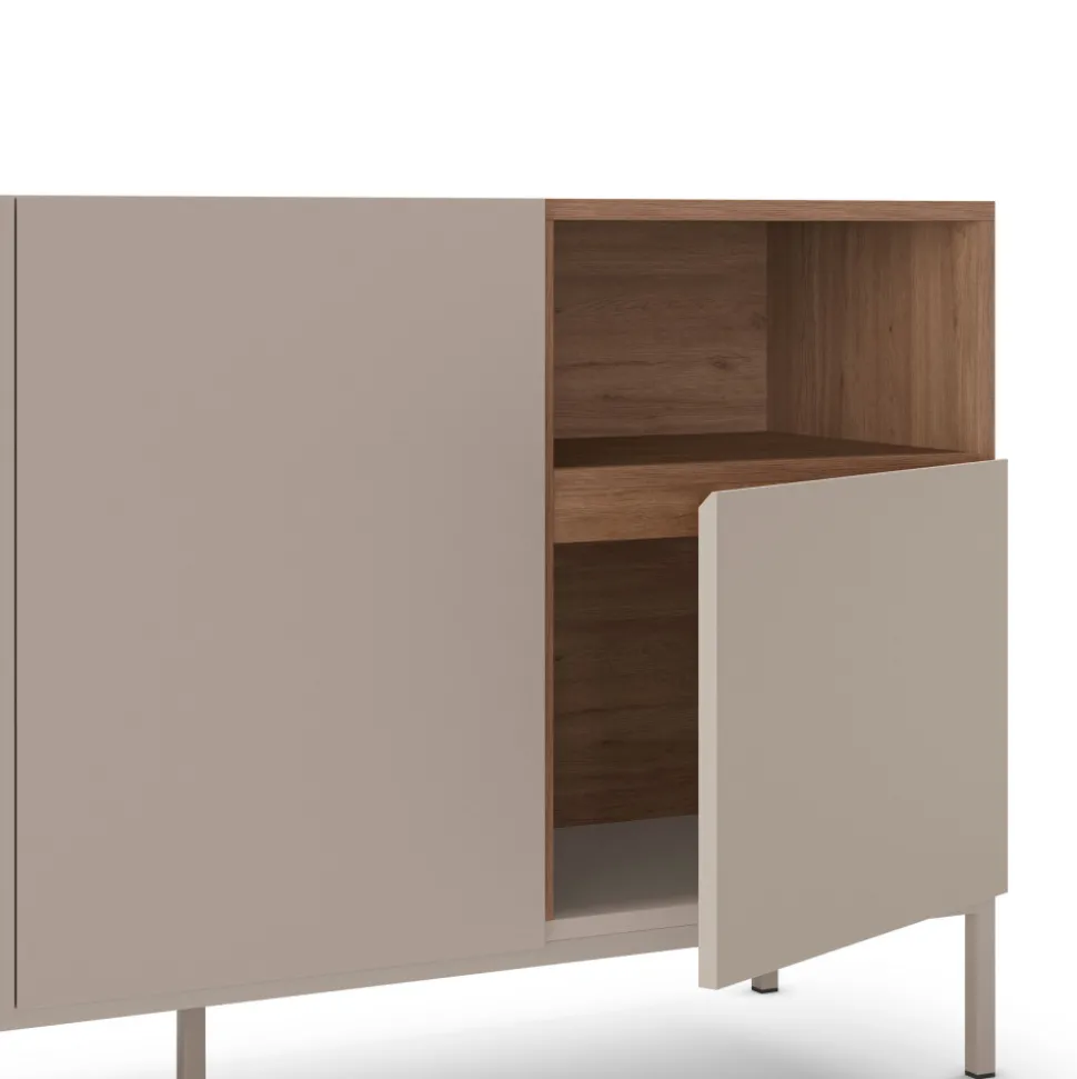 QUENOR Buffet 3 portes en bois et métal L140cm