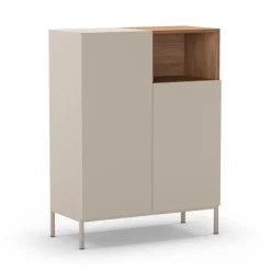 QUENOR Buffet 2 portes en bois et métal H120cm