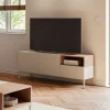 QUENOR Meuble TV 2 portes 1 tiroir en bois et métal L140cm