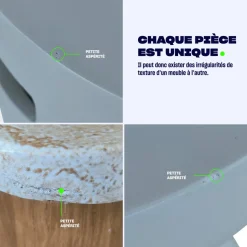 RADOM Tabouret effet travertin ø35cm
