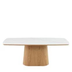 RENO Table à manger 8 personnes effet marbre et bois