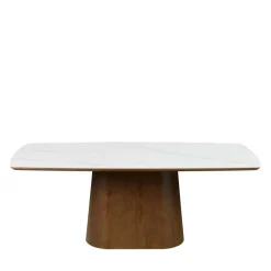 RENO Table à manger 8 personnes effet marbre et bois