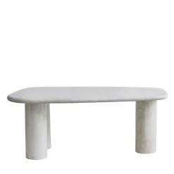 RHODES Table à manger 6 personnes en effet travertin