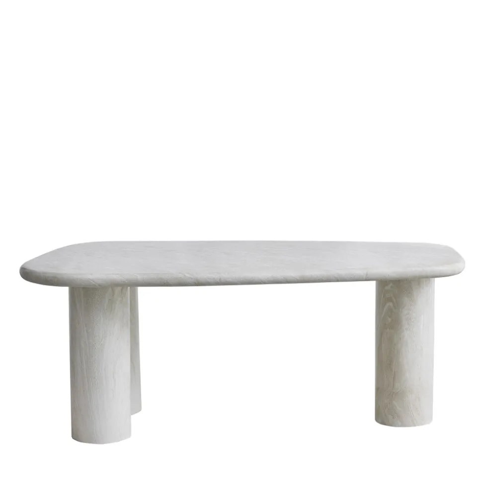 RHODES Table à manger 6 personnes en effet travertin