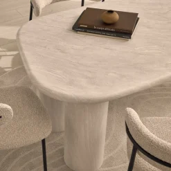 RHODES Table à manger 6 personnes en effet travertin