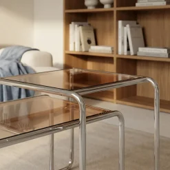 RIKA Table basse en verre pieds chrome