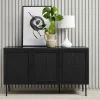 RINTO Buffet 3 portes en bois et métal L140cm