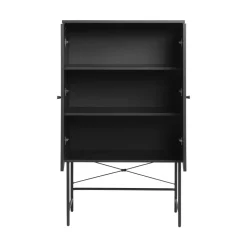 RINTO Buffet haut 2 portes bois et métal H135cm