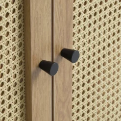 RINTO Buffet haut 2 portes bois et métal H135cm