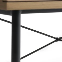 RINTO Buffet haut 2 portes bois et métal H135cm