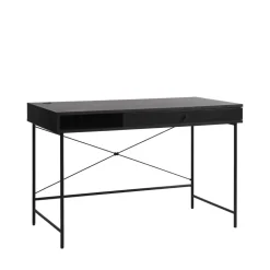 RINTO Bureau 1 tiroir 1 niche en bois et métal L120cm