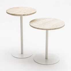 RITO Table d'appoint en métal et travertin ø35cm