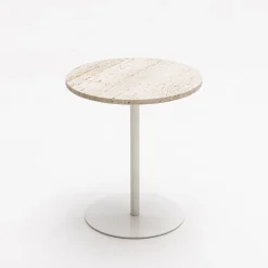 RITO Table d'appoint en métal et travertin ø40cm