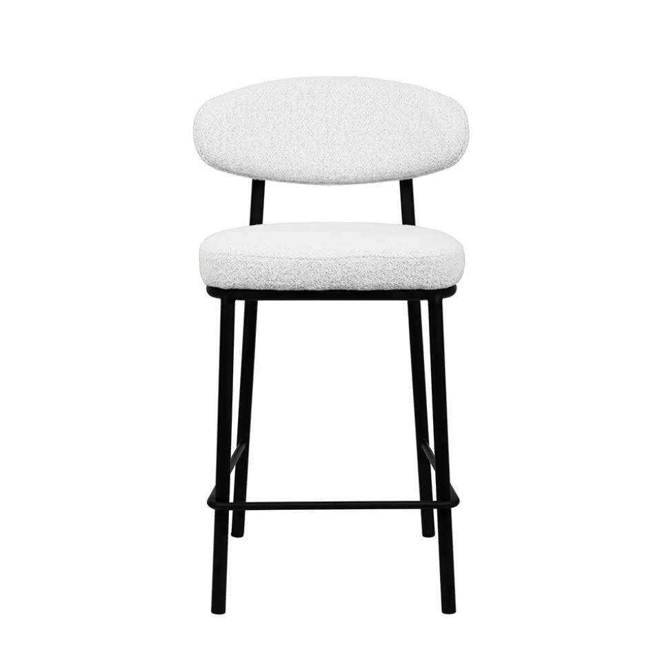 RODE Lot de 2 chaises de bar en tissu bouclette, bois et métal H65cm
